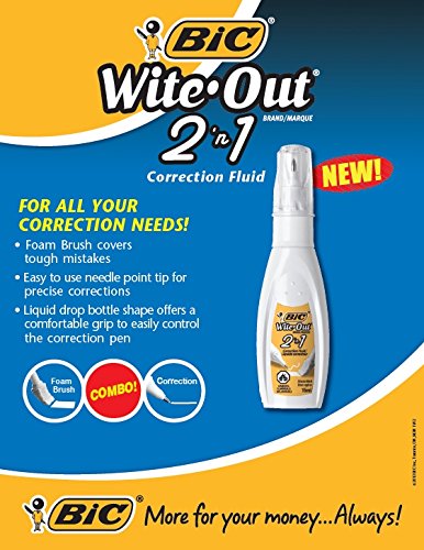 BIC 15ml Bottle Wite-Out 2 in 1 Correction Fluid (BICWOPFP11) White - LeoForward Australia