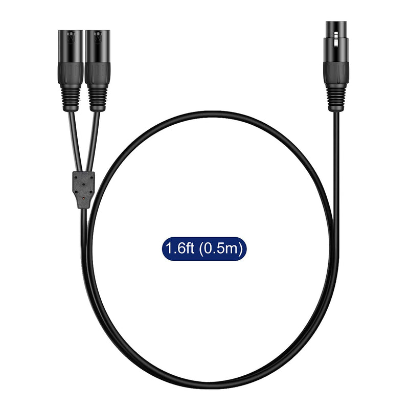  [AUSTRALIA] - J&D XLR Splitter Cable, 3 Pin PVC Shelled 2 XLR Male to XLR Female Y Splitter Balanced Microphone Cable Adapter for Record Mixer AMP Limiter Speaker, 1.6 Feet