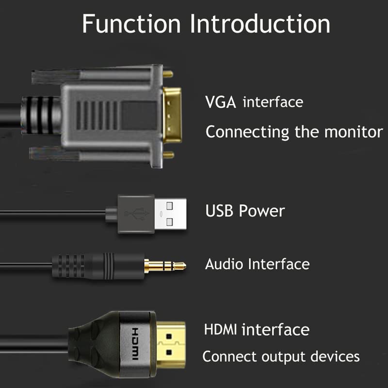  [AUSTRALIA] - HDMI to VGA Adapter 30FT,with Audio HDMI to VGA Converter HDMI Cable to VGA with Audio, Active Male HDMI-VGA Out Lead Video Adattatore Cord for Computer,Laptop,Projector