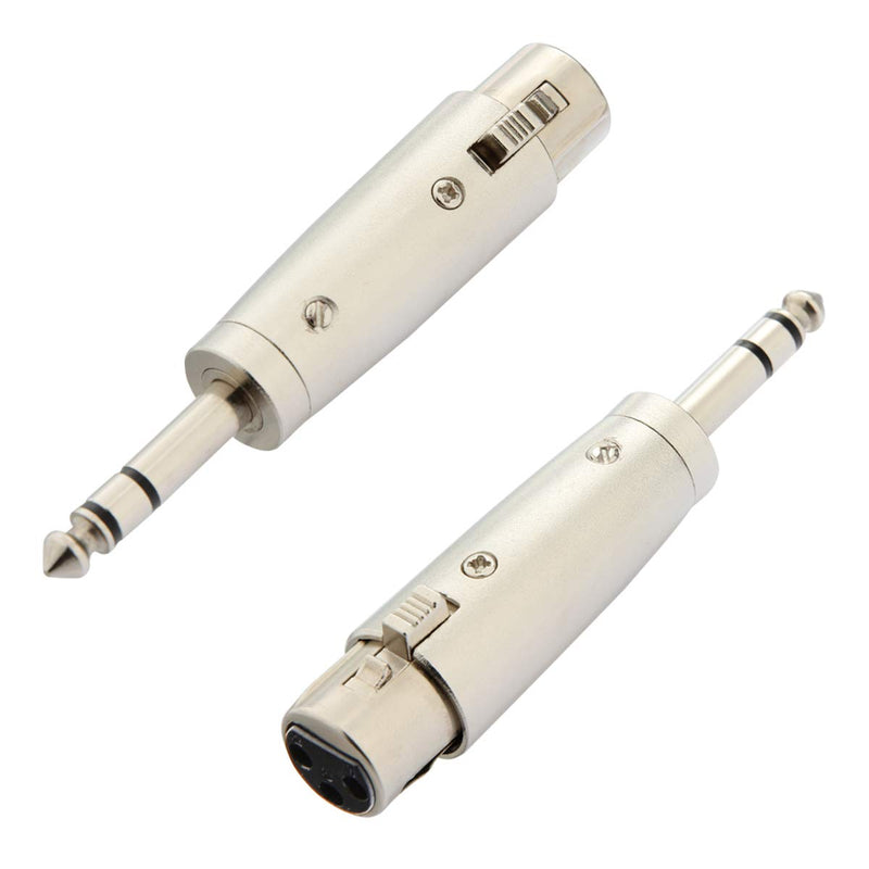  [AUSTRALIA] - XLR 3 pin Female to 1/4 Adapter, 6.35mm TRS Stereo Plug to XLR Female Audio Adapter Gender Changer Connector, Silver, 2 Pack - JOLGOO XLR Female to 1/4 TRS Male Plug, 2 Pack
