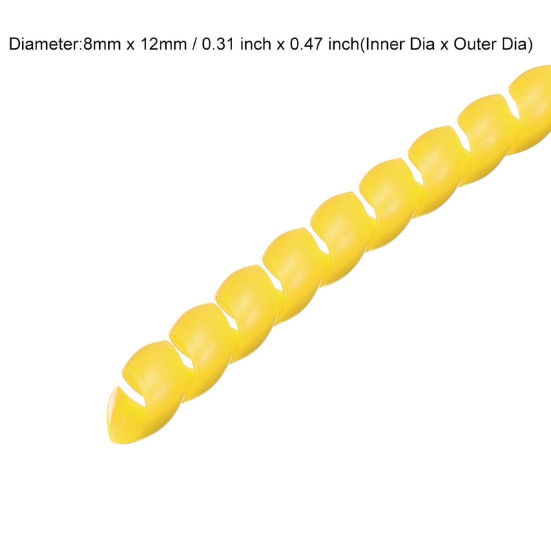  [AUSTRALIA] - uxcell Flexible Spiral Tube Wrap Cable Management Sleeve 8mm X 12mm Computer Wire Manage Cord 3 Meters Length Yellow