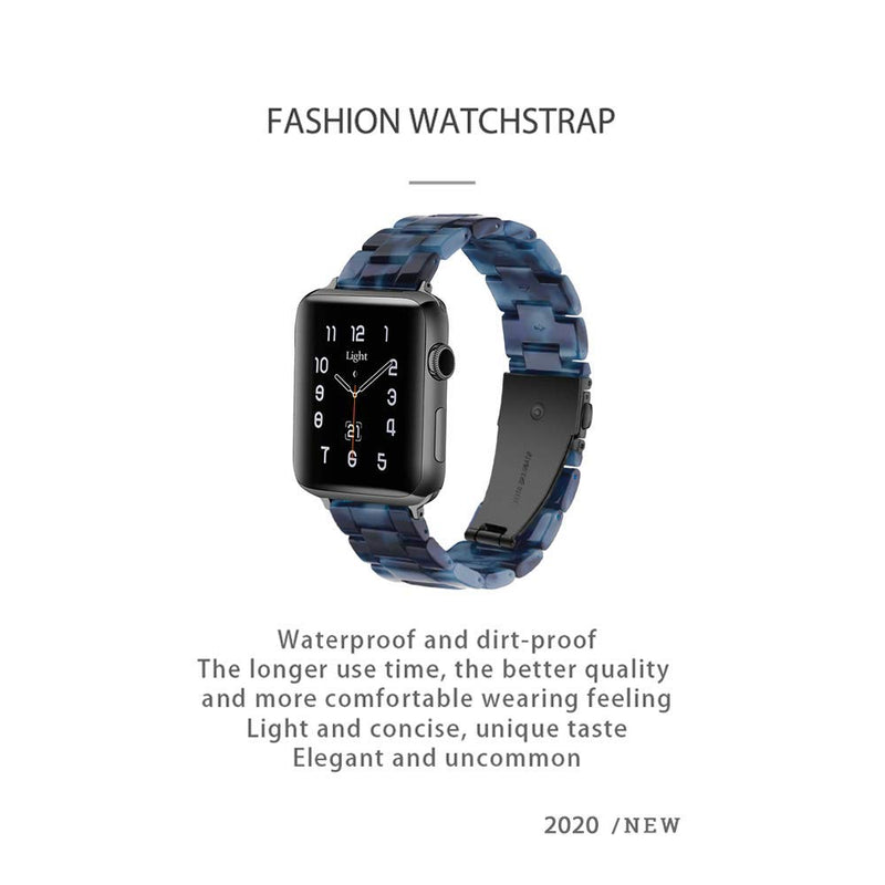  [AUSTRALIA] - Light Apple Watch Band - Fashion Resin iWatch Band Bracelet Compatible with Stainless Steel Buckle for Apple Watch Series 6 Series SE Series 5 Series 4 Series 3 Series 2 Series1 (Dark blue, 38mm/40mm) Dark blue 38mm/40mm/41mm