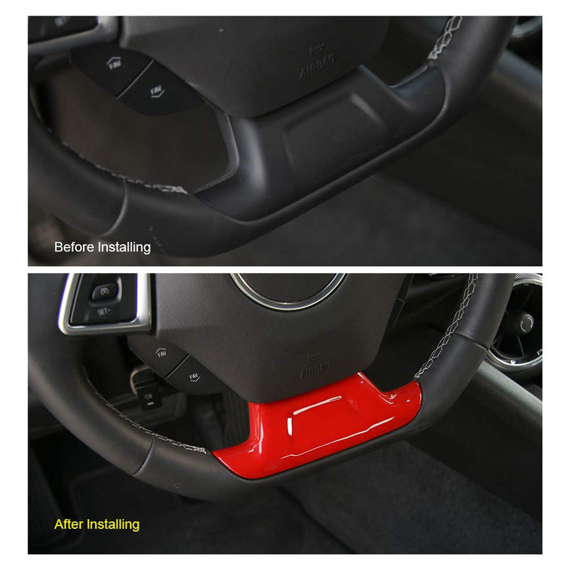  [AUSTRALIA] - RT-TCZ for Camaro Accessories Steering Wheel Trim Decoration ABS Trim Cover for Chevrolet Camaro Interior Accessories 2017 Up (Red 1Pc)