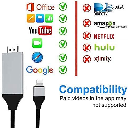  [AUSTRALIA] - [Apple MFi Certified] Lightning to HDMI Adapter Cable, 1080P Digital AV Sync Screen Connector HDTV Cable Adapter Compatible with iPhone, iPad, iPod on TV/Monitor/Projector-NO Need Power Supply-6.6FT