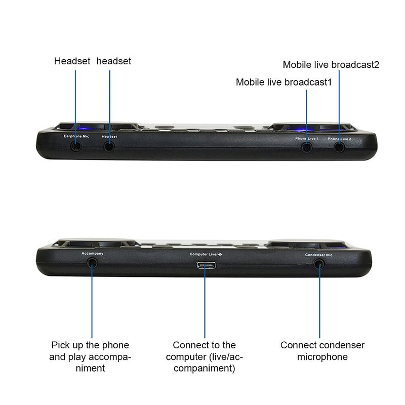  [AUSTRALIA] - CALIDAKA Professional Live Sound Card V300 Pro Sound Card Bluetooth 4.0 Noise Reduction Live Broadcast Sound Card Audio Mixer for Live Streaming Podcast Singing on Cell Phone Computer