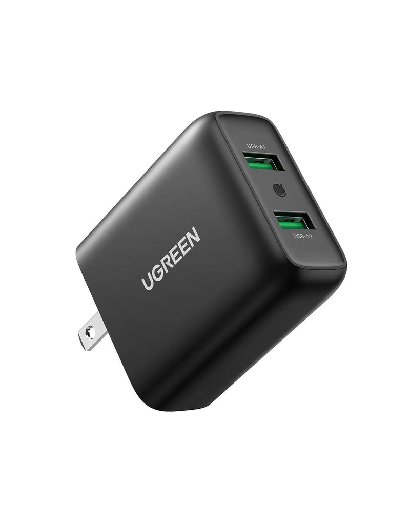  [AUSTRALIA] - UGREEN Quick Charge 36W Dual Wall Charger QC 3.0 USB Wall Charger Fast Charging Adapter Compatible for Samsung Galaxy S20 S10 S9 S8 Note 10 9 iPhone iPad LG HTC and More