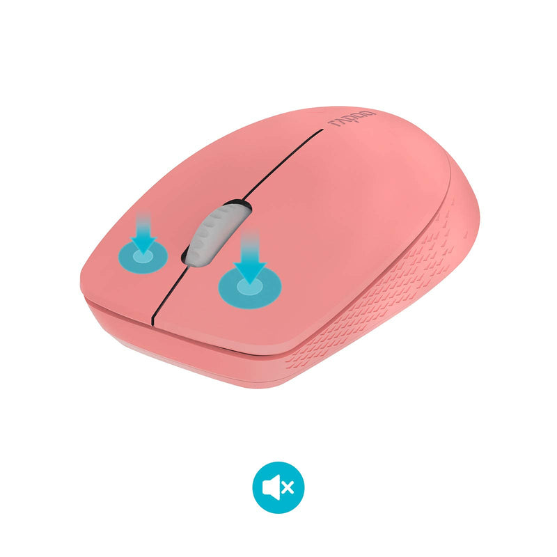 Rapoo Pink Wireless Mouse, Multi Device Silent Bluetooth Mouse(BT3.0+BT4.0+USB), Easy-Switch Up to 3 Devices, Wireless Noiseless Ergonomic Optical for Laptop MacBook Windows PC Tablet Android, M100G - LeoForward Australia