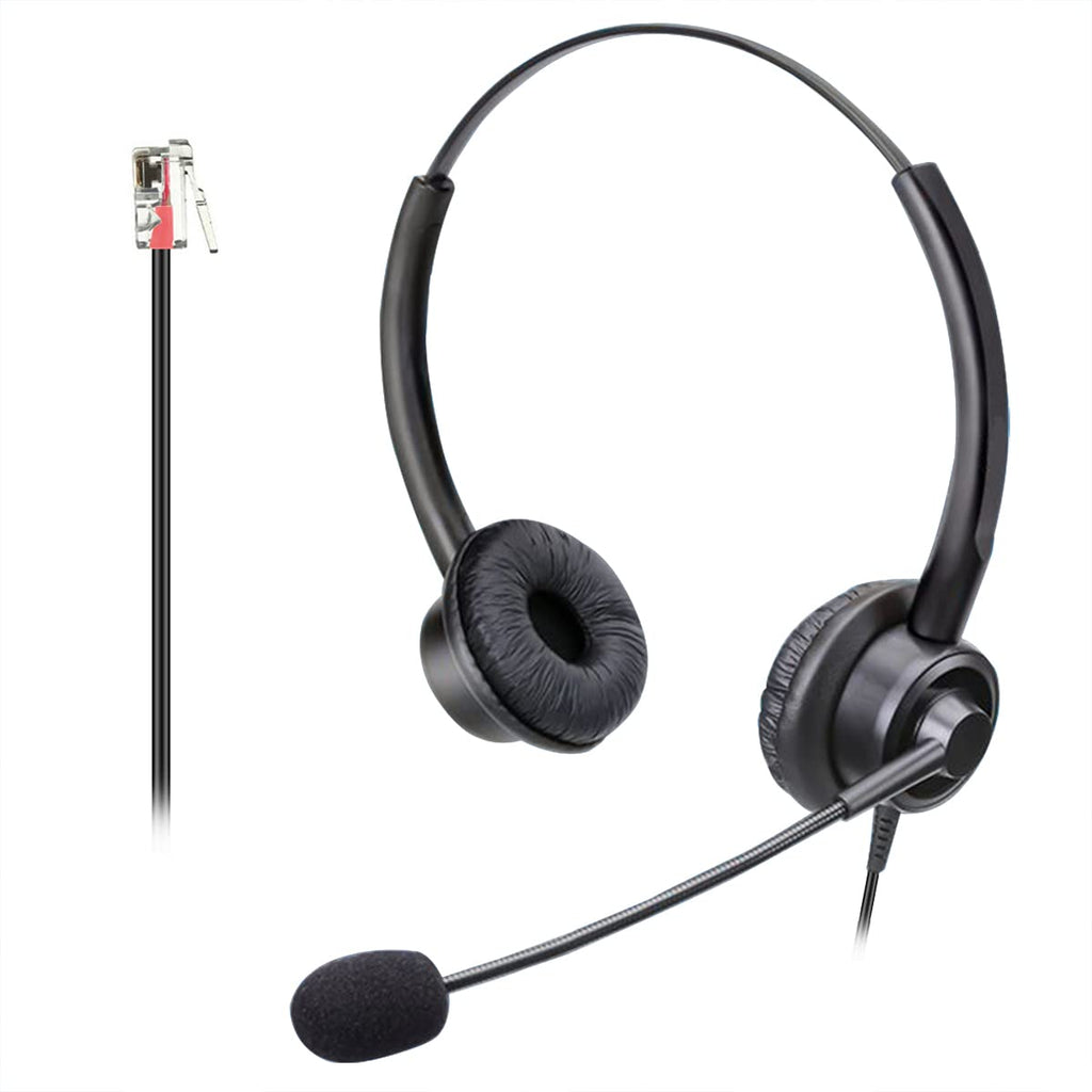  [AUSTRALIA] - RJ9 Phone Headsets with Microphone Noise Cancelling, Binaural Office Telephone Headsets Work for Polycom VVX411 VVX410 VVX400 VVX500 VVX310 VVX311 VVX350 VVX250 VVX201 VVX101 Landline Phones Black
