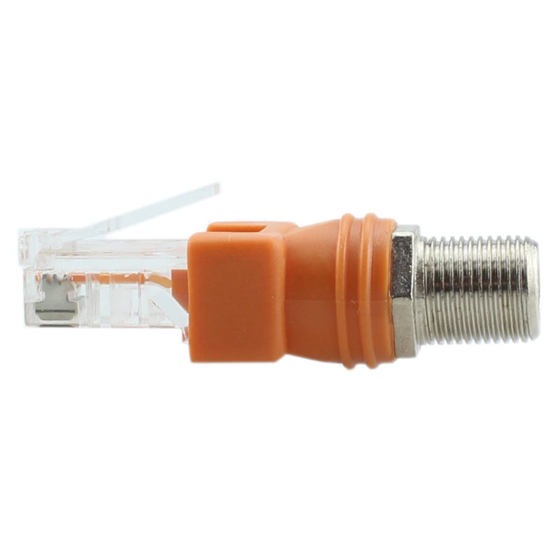  [AUSTRALIA] - Maxmoral 2pcs RF to RJ45 Converter Adapter F Female to RJ45 Male Coaxial Barrel Coupler Adapter, Orange Coax Straight Connector