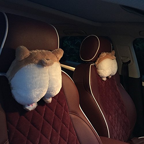  [AUSTRALIA] - TINTON LIFE 2PCS Super Cute Corgi Butt Car Seat Headrest Neck Pillow