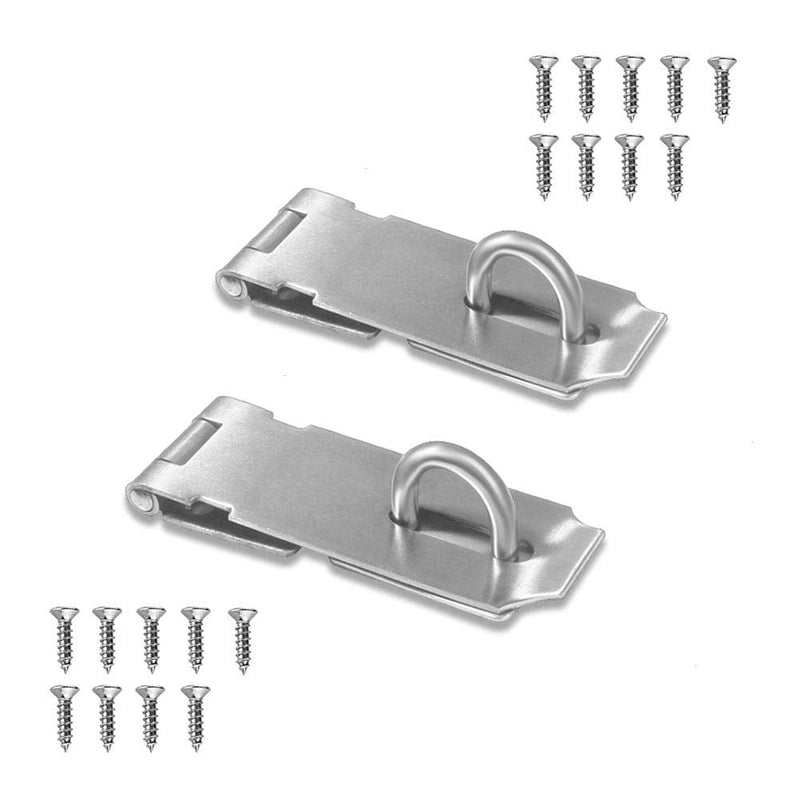  [AUSTRALIA] - Door Locks Hasp Latch, 5 Inch Stainless Steel Safety Packlock Clasp Hasp Lock Latch, Extra Thick Gate Lock Hasp with Screws Brushed Finish 2 Pack (5inch)1