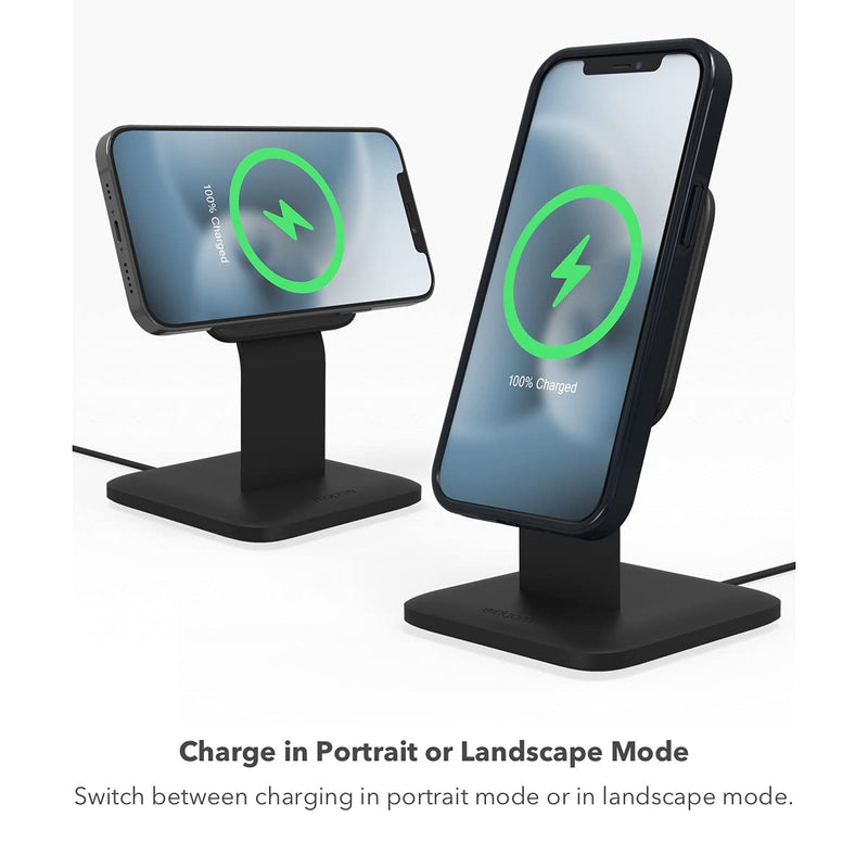  [AUSTRALIA] - mophie - 15W Wireless Charging Stand Compatible with snap and MagSafe for Smartphones, iPhone, Google Pixel, Samsung Galaxy, Qi-Enabled Devices