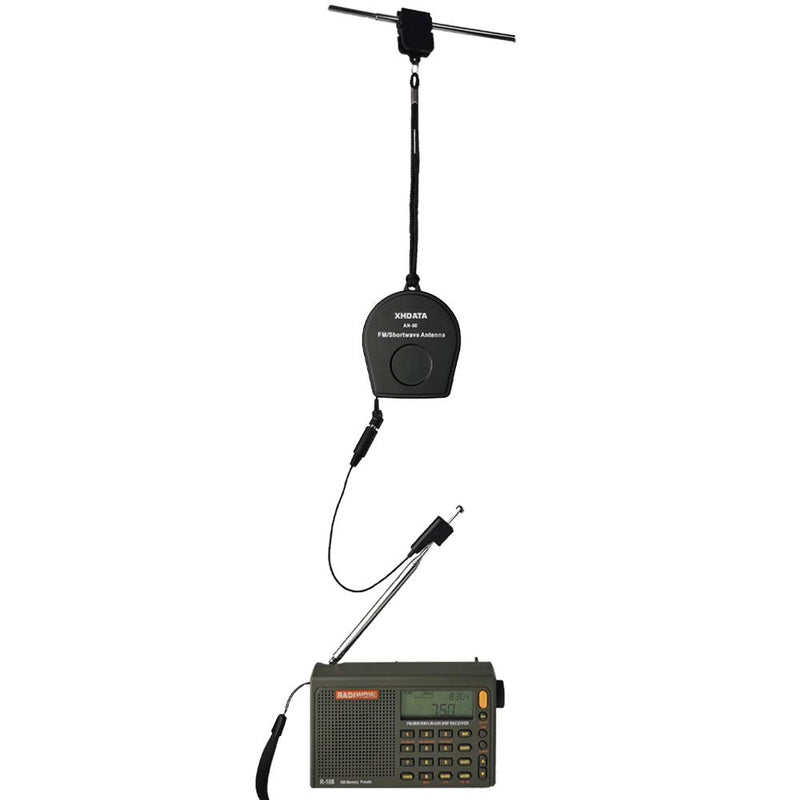  [AUSTRALIA] - XHDATA AN-80 Shortwave Reel Antenna FM SW External Antenna Whip Antenna to Improve Signal Reception Suitable for FM SW Radio Small