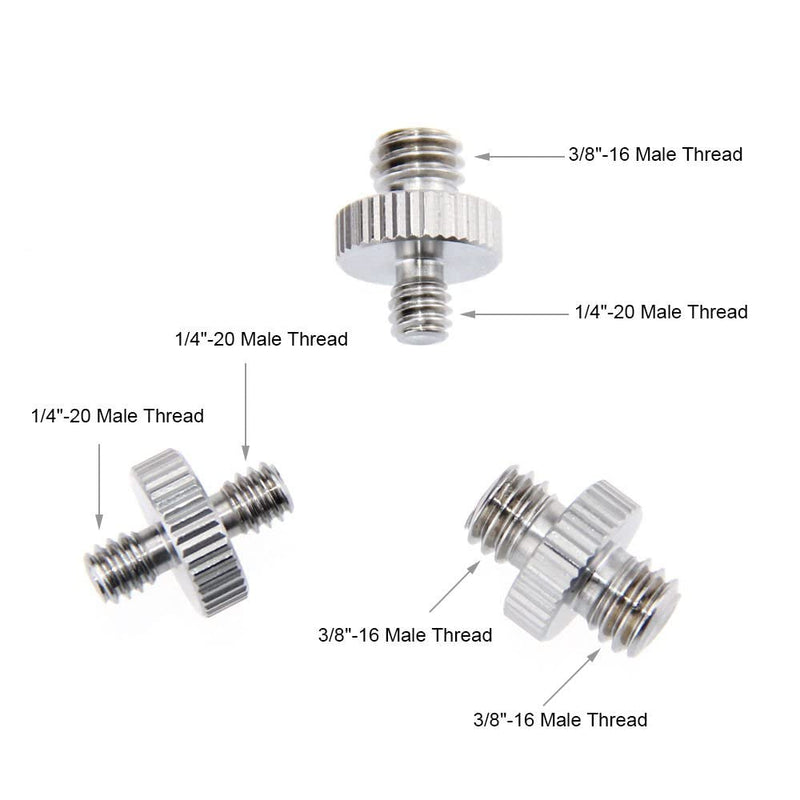  [AUSTRALIA] - CAMVATE 5/8"-27 Male to 1/4"-20 Female Mic Screw Adapter + 1/4" Male to 1/4" Male & 1/4" Male to 3/8" Male & 3/8" Male to 3/8" Male Thread Screw Adapter for Camera Tripod