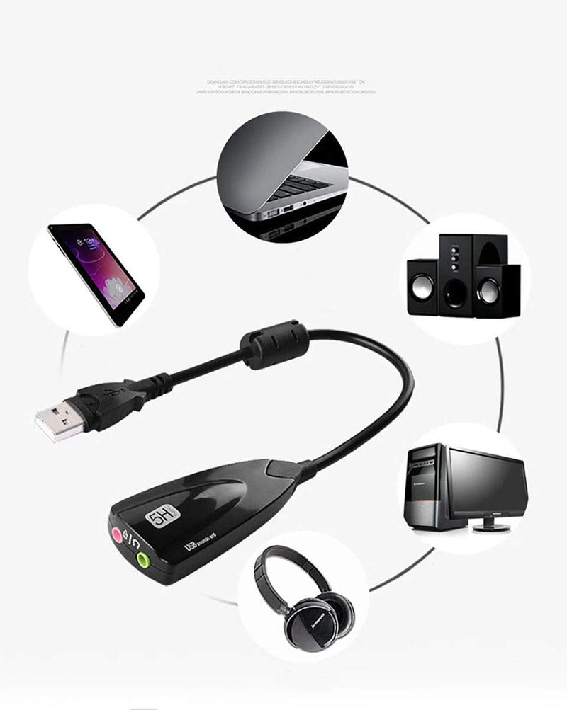  [AUSTRALIA] - Navor USB External Audio Adapter Converter [Sound Card] 3.5mm Headphone and Microphone Jack Plug & Play Compatible for Windows & Mac Black