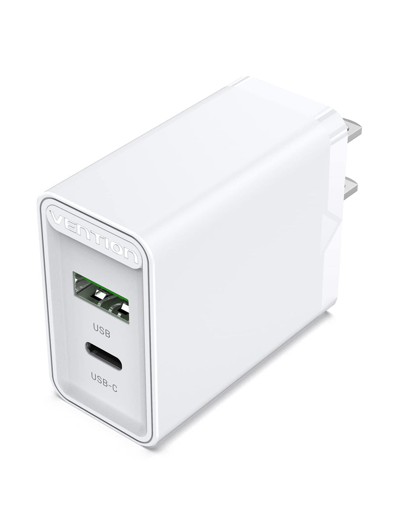  [AUSTRALIA] - USB C Wall Charger Block - VENTION 20W PD Dual Port Fast iPhone Charger Plug - USB C Charging Block Compatible with iPhone 13 12 11 Pro Max XS XR X iPad AirPods Pro Samsung Galaxy Pixel White USB A+C