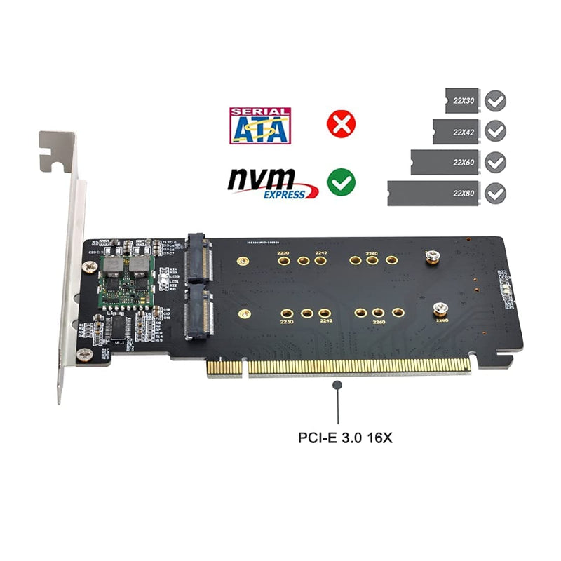  [AUSTRALIA] - Chenyang CY M.2 NVME Gen 3.0 Adapter M.2 NVME AHCI X4 to PCIE Express 3.0 Gen3 X16 Raid Card VROC Raid0 Hyper Adapter Black 4xNVME