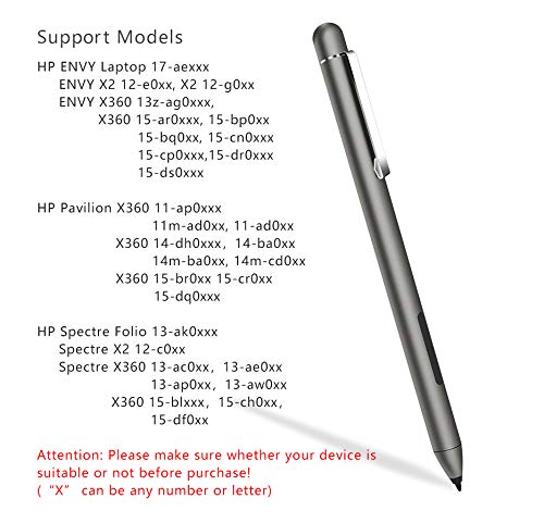 Active Pen for HP Specter X360 Envy X360 Pavilion x360 Spectre x2 Envy x2 Laptop-Specified Surface Pen Microsoft Pen Protocol Inking Model (Grey) Grey - LeoForward Australia