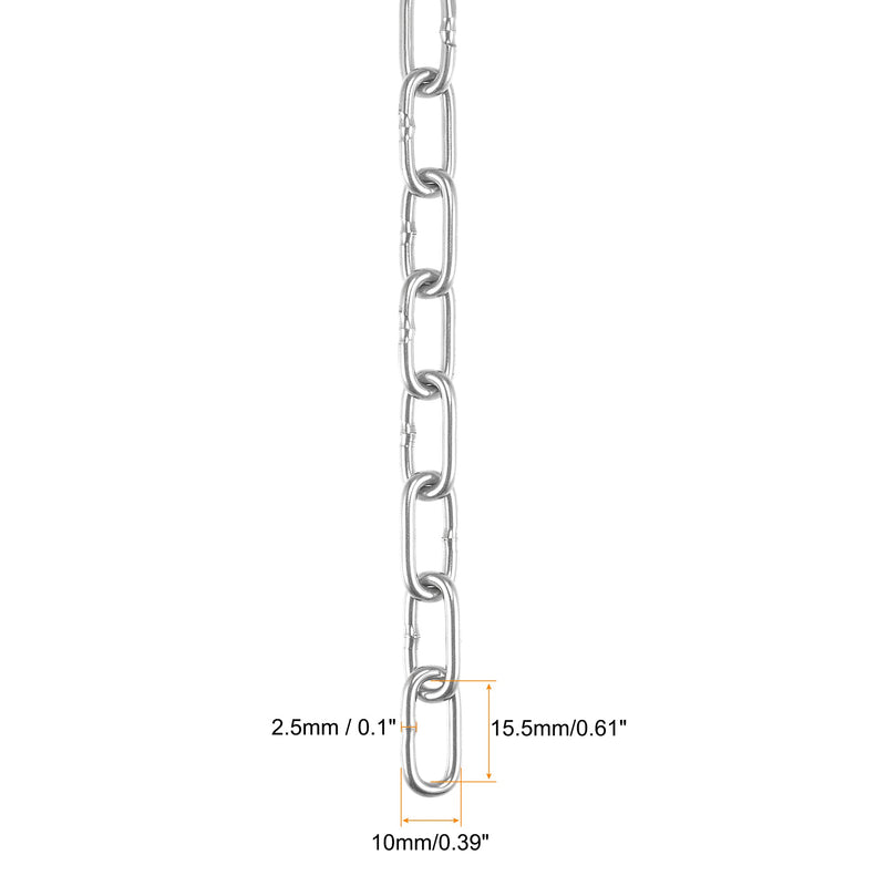  [AUSTRALIA] - uxcell Proof Coil Chain 2 Meter 2.5mm Thick, Zinc Plated 304 Stainless Steel for Clothes Hanging Guardrail