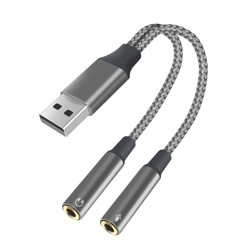  [AUSTRALIA] - USB to 3.5mm Jack Audio Adapter USB Sound Card Jack Audio Adapter with 3.5mm Aux Converter Converter Compatible with Headset,PC, Laptop, Linux, Desktops, PS4 and More Device Audio + Microphone