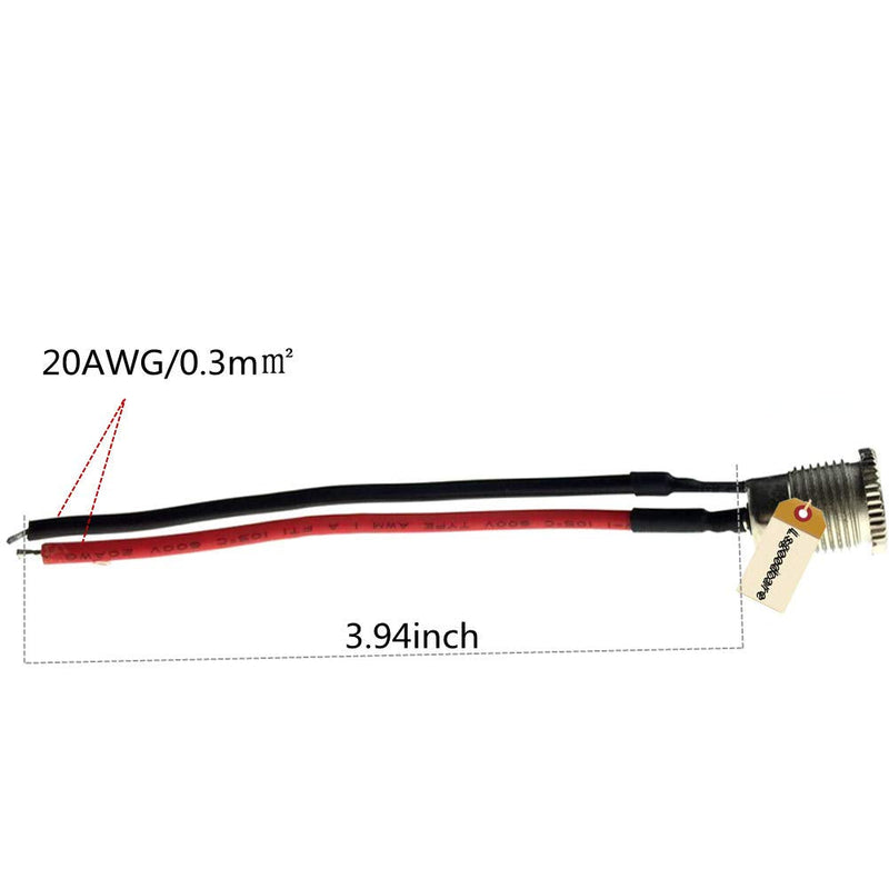  [AUSTRALIA] - Lsgoodcare 5.5 x 2.1 MM 5A DC Power Jack Socket Threaded Female Mount Connector Adapter with 3.94Ich 20AWG Cable + DC Barrel Jack Plug Male (5.5 x 2.1 MM)
