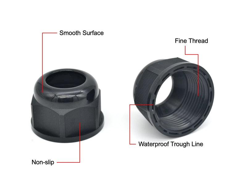  [AUSTRALIA] - Waterproof Connector, Black, Nylon Cable Gland Kit, NPT, 5 Sizes 3/8, 1/2, 3/4, 1, 1-1/4 inch (NPT1/2) NPT1/2