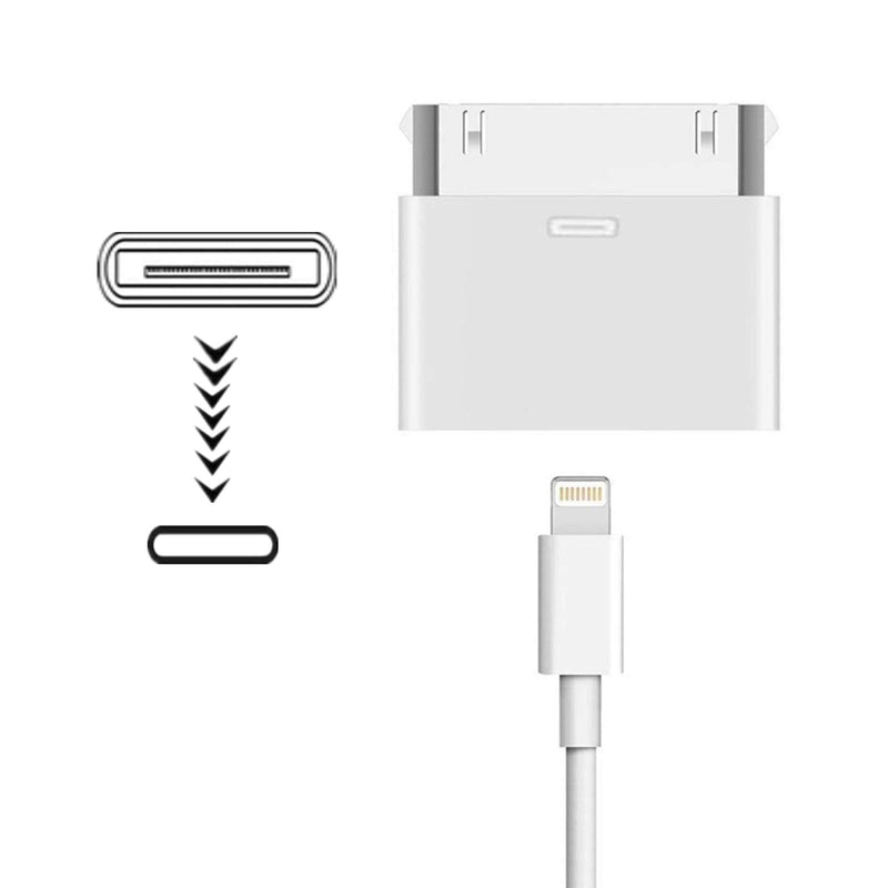  [AUSTRALIA] - Sharllen MFi Certified 30-Pin Male to 8-Pin Female Adapter Lightning to 30 Pin Docking Stations Connector Charger & Sync Converter Compatible iPhone 4 4S,iPad 2 3,iPod Touch White (No Audio)
