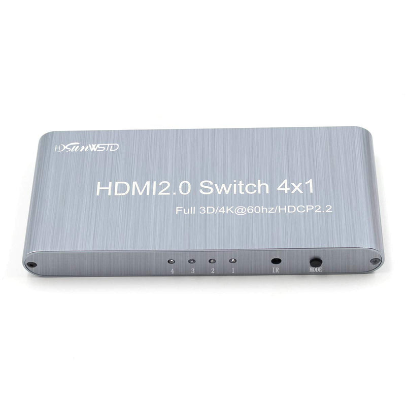  [AUSTRALIA] - 4x1 HDMI 2.0 Matrix Switch 4 in 1 Out HDMI Switcher Splitter 4K, HDMI 1.4,HDCP2.2, 1080P Compatible with PS3 PS4 Roku Blu-Ray Player HDTV - 4 Input to 1 Outputs