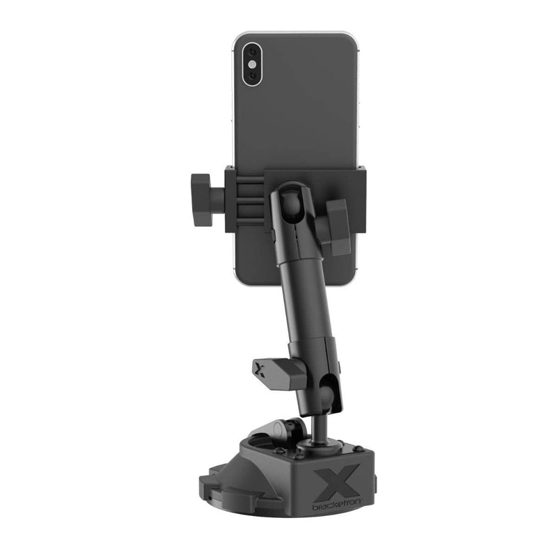  [AUSTRALIA] - Bracketron HD Phone Dock PRO Dash and Window Metal Clamp Mount, Phone Holder for Car, Universal Phone Mount for Phones up to 3.5 Inches Wide