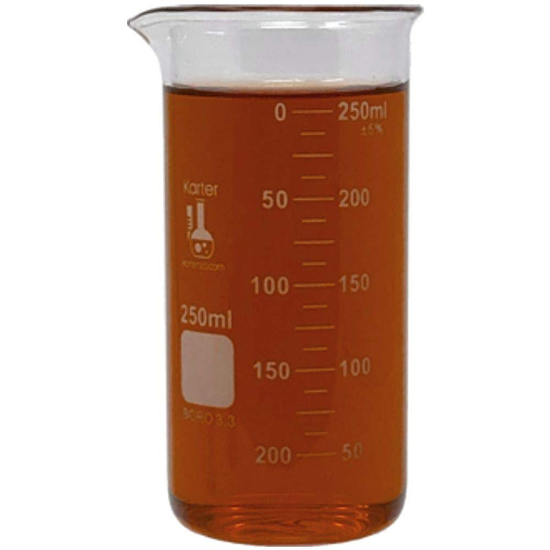 Glass Beaker Set, Tall Form, 3 Sizes - 50, 100 and 250ml, 3.3 Borosilicate Glass, Double Scale, Graduated, Karter Scientific 213F18 50 / 100 / 250ML - LeoForward Australia