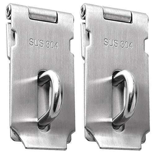  [AUSTRALIA] - Alise 2Pcs Padlock Hasp Door Clasp Hasp Lock Latch SUS 304 Stainless Steel Brushed Nickel 3 Inch