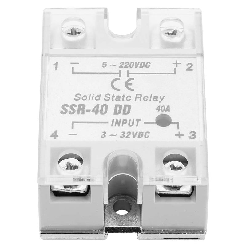  [AUSTRALIA] - SSR-40DD Solid State Relay DC to DC (Input 3-32V DC Output 5-220V DC), SSR Solid State Relay SSR-40 DD, 40A 50-60Hz