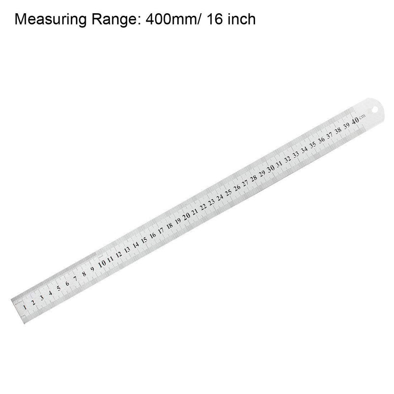  [AUSTRALIA] - uxcell Straight Ruler 400mm 16 Inch Metric Stainless Steel Measuring Ruler Tool with Hanging Hole