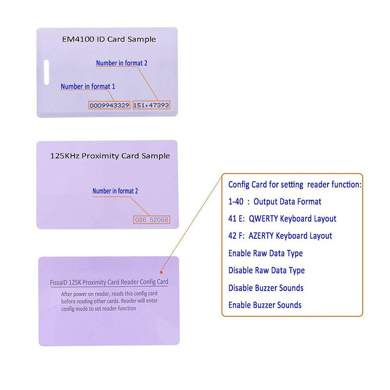  [AUSTRALIA] - RFID Reader 125KHz Reader Reads Both 1326 Family Proximity Cards & EM4100 ID Card USB Reader Emulae Keyboard for Linux Android Win iOS + 2Pcs Card
