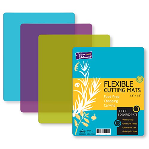  [AUSTRALIA] - Flexible Plastic Cutting Board Mats set, Colorful Kitchen Cutting Board Set of 3 Colored Mats