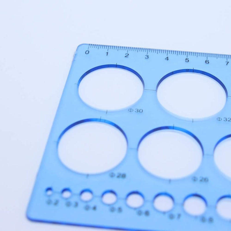 Circles Geometric Template Plastic Measuring Ruler for Office and School, Building Formwork, Drawing TPPR15089 (Blue) Blue - LeoForward Australia