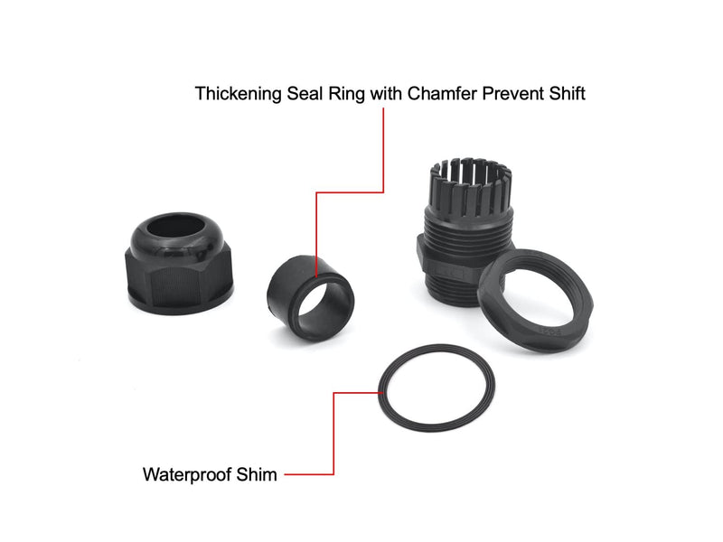  [AUSTRALIA] - TIHIL Waterproof Connector, Black, Nylon Cable Gland Kit, NPT, 5 Sizes 3/8, 1/2, 3/4, 1, 1-1/4 inch (NPT3/8) NPT3/8