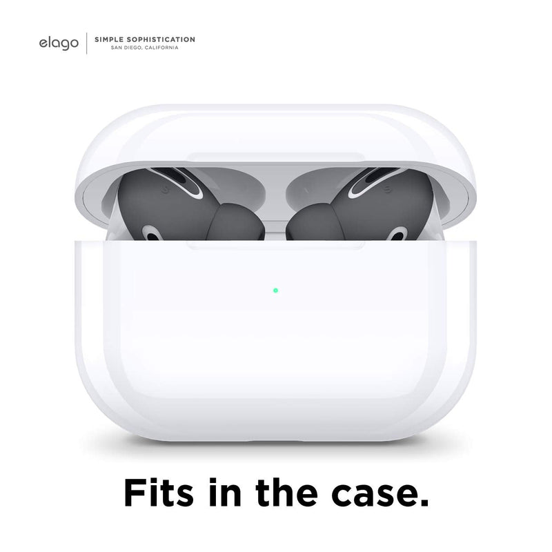  [AUSTRALIA] - elago [6 Pairs] AirPods Pro Ear Tips with Integrated Earbuds Cover Designed for Apple AirPods Pro, Fit in The Case, Anti-Slip, [3 Sizes: Large + Medium + Small] [US Patent Registered] (Dark Grey) Dark Grey