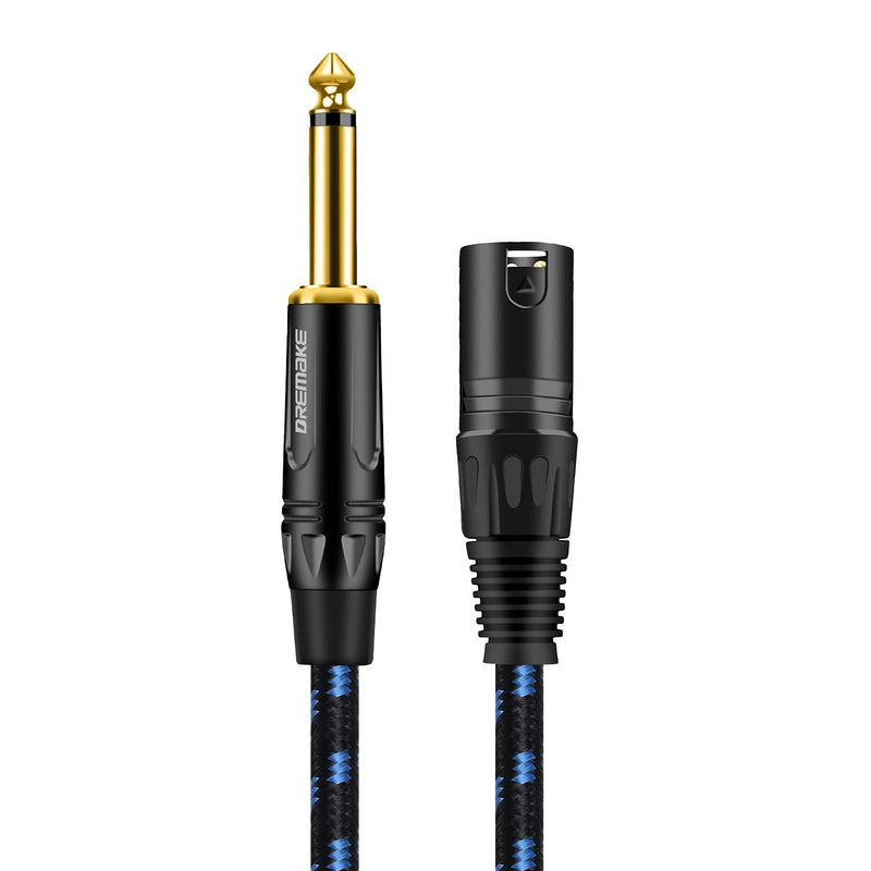  [AUSTRALIA] - DREMAKE TS 1/4 Inch Male to XLR Male Unbalanced Cable, 10 Foot Jack 6.35mm Mono to XLR Mic Cable, Quarter Inch TS to XLR Interconnect Cord for E-Drum, Power Amplifier, E-Piano, Effect Pedal and More 10FT/3M