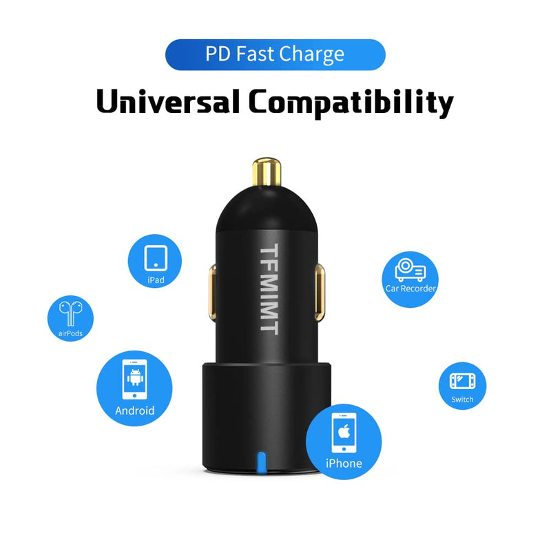  [AUSTRALIA] - 60w Car Phone Charger, USB C Car Charger, Three Charging Ports Car Charger, Cigarette Lighter USB Ultra Fast Charger with 1m Charging Cable for iPhone Ipad Samsung Android and Other Mobile Devices. Black