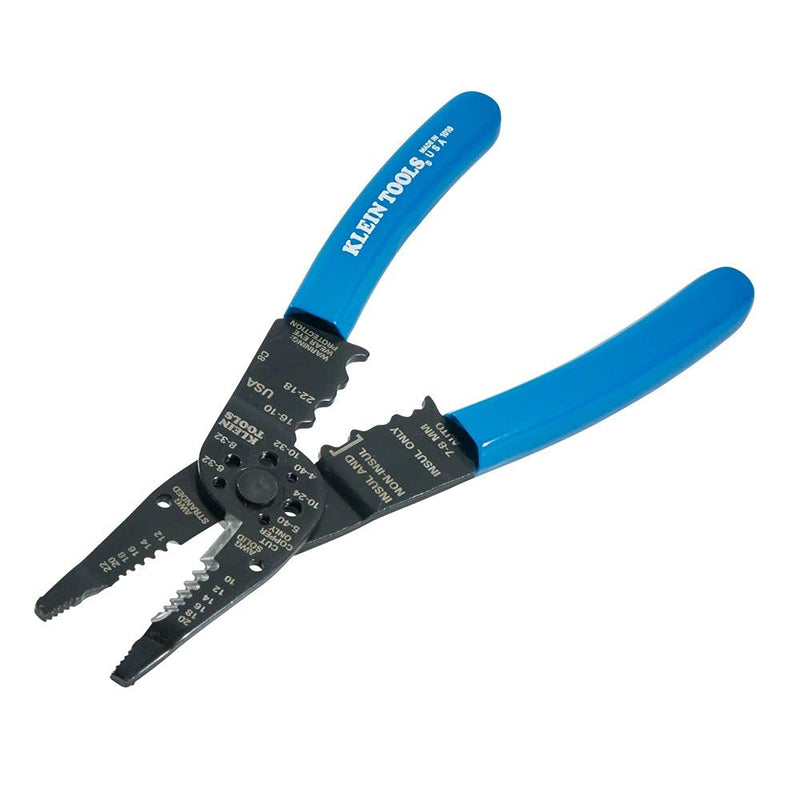  [AUSTRALIA] - Klein Tools 1010 Multi Tool Long Nose Wire Cutter, Wire Crimper, Stripper and Bolt Cutter Multi-Purpose Electrician Tool, 8-Inch Long