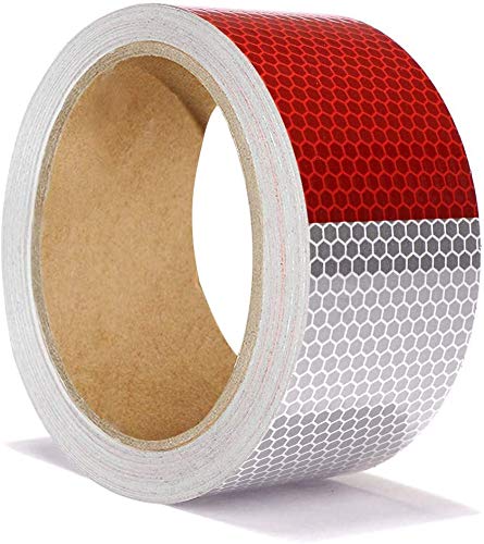  [AUSTRALIA] - 30ft X 2" Reflective Safety Tape Honeycomb Red/White for Trailers 2 Inch - Reflector Conspicuity Caution Warning Sticker Stickers High Intensity Waterproof