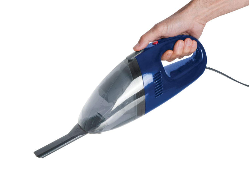  [AUSTRALIA] - Portable Car Vacuum Cleaner - Wet Dry Surface 12 V Corded Handheld Vacuum Works From Auto Truck RV Boat 12 Volt Power Port Socket. 65 Watt Motor 9' Cord And With Slim Nozzle for Hard-To-Reach Crevices Blue