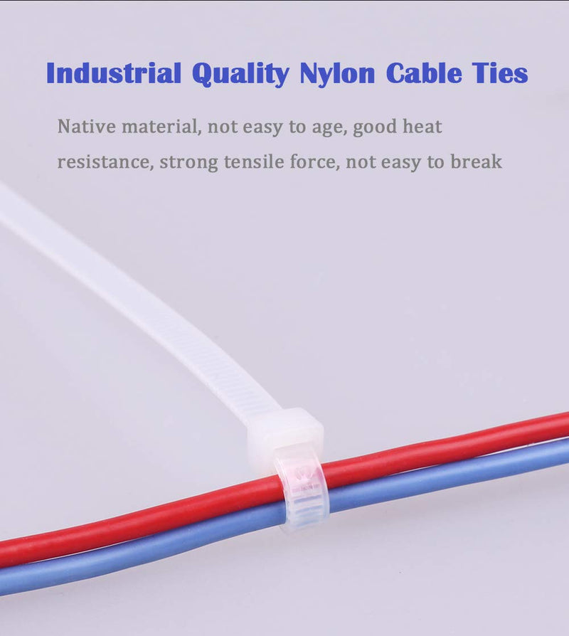  [AUSTRALIA] - 1000Pcs Nylon Cable Zip Ties Self-locking 6 Inch White 6 in Clear