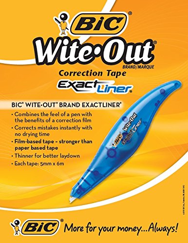  [AUSTRALIA] - BIC White-Out Exact Liner Correction Tape Pen, Non-Refillable, 1/5 Inch x 236 Inches (WOELP11)