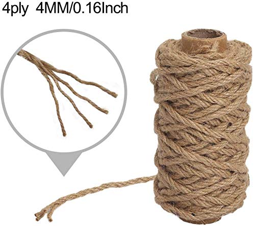  [AUSTRALIA] - BESROY Twine String for Crafts 40M (132 Feet) Natural Jute Twine Best Arts Crafts Gift Twine Christmas Twine Durable Packing String for Gardening Applications 4#-132feet