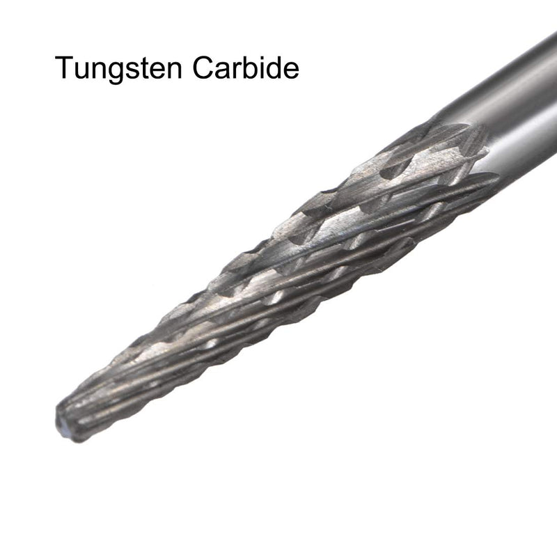 uxcell Tungsten Carbide Rotary Files 1/8" Shank, Double Cut Taper Shape Rotary Burrs Tool 3mm Dia, for Die Grinder Drill Bit Wood Soft Metal Carving Polishing, 2pcs - LeoForward Australia