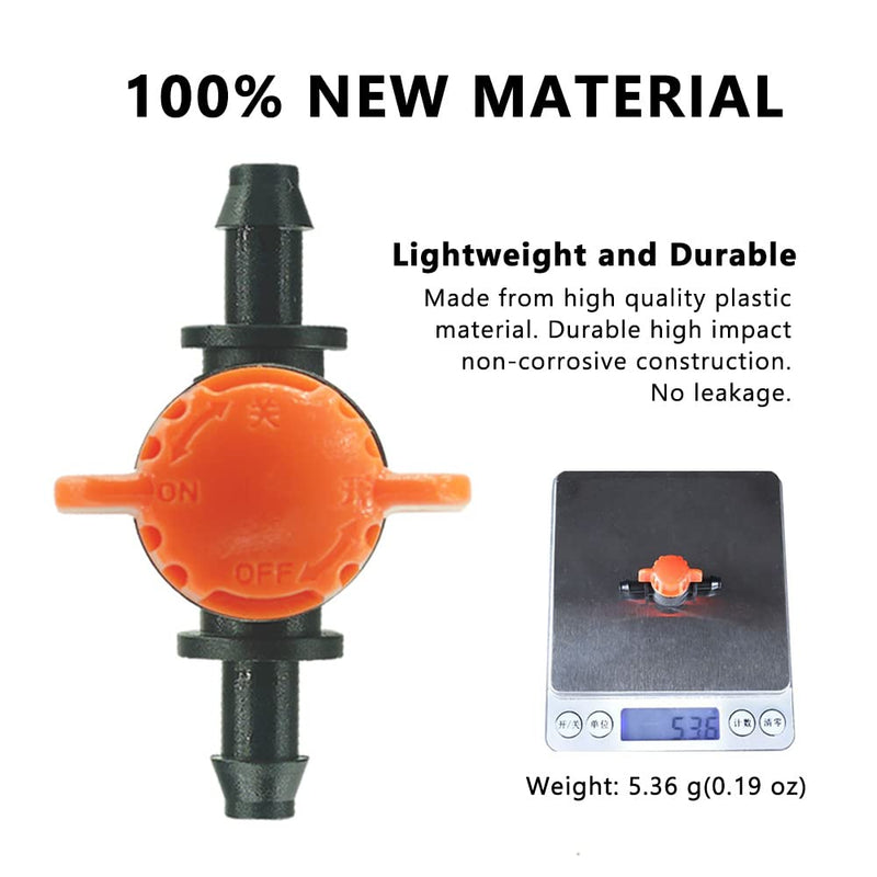  [AUSTRALIA] - TALEGEN 30 pcs 1/4 Inch Barbed Shut-Off Valve Universal Plastic 1/4” Drip Irrigation Tubing Coupling Valve