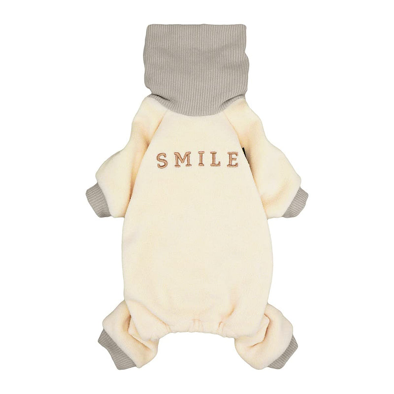 Fitwarm Embroidery Dog Clothes Turtleneck Thermal Fleece Puppy Pajamas Doggie Outfits Cat Onesies Jumpsuits X-Small Beige - LeoForward Australia