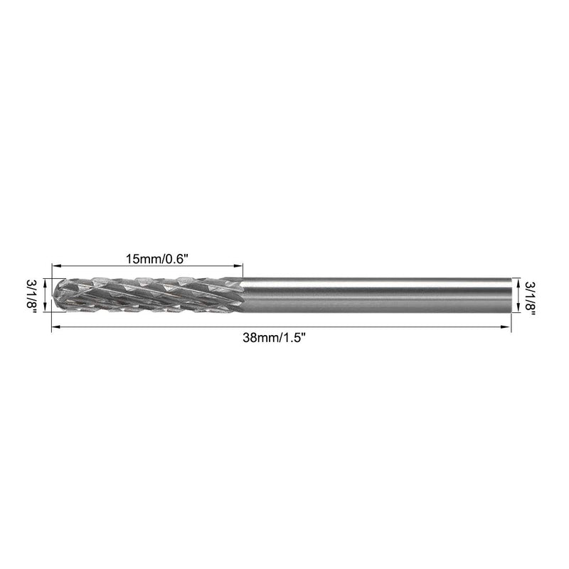 uxcell Tungsten Carbide Rotary Files 1/8" Shank, Double Cut Cylindrical Radius End Rotary Burrs Tool 3mm Dia, for Die Grinder Drill Bit Wood Soft Metal Carving Polishing, 2pcs - LeoForward Australia